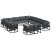 vidaXL Havesofa S&aelig;t med pude 13 pcs Sort Aluminium