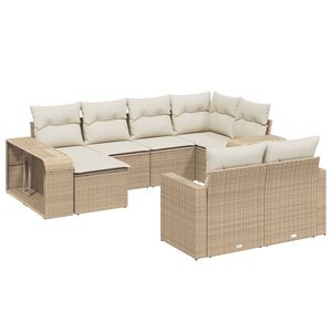 vidaXL sofas&aelig;t til haven 10 dele med hynder polyrattan beige