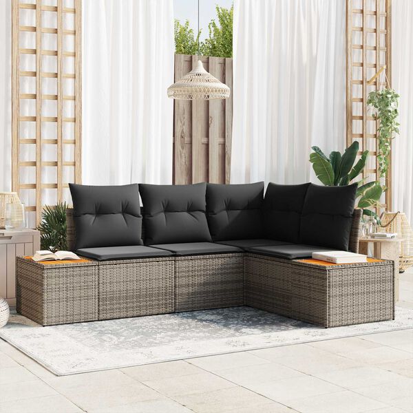 vidaXL Havesofa Sæt med pude 5 pcs Beige polyrattan