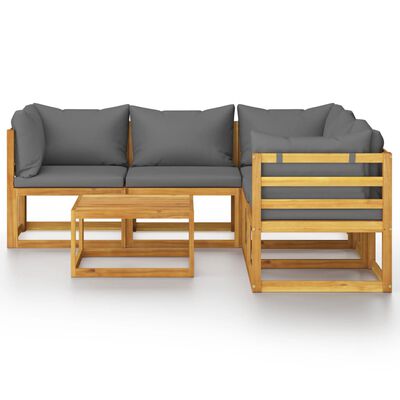 3057612 vidaXL 6 Piece Garden Lounge Set with Cushion Solid Acacia Wood (311852+311856+311858)