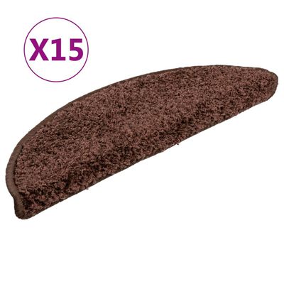 vidaXL 15 stk. trappemåtter 56x17x3 cm brun