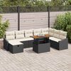 vidaXL Havesofa Sæt 9 pcs Sort polyrattan