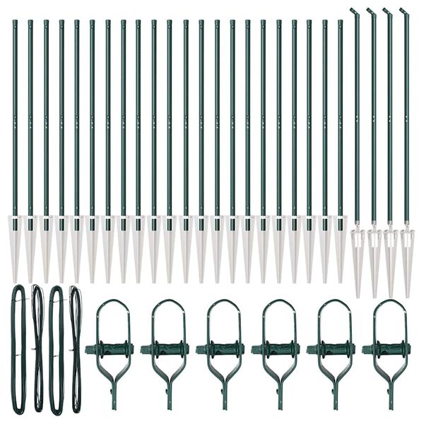 vidaXL Hegnspæl Andet 26 pcs Grå 3,2 x 3,2 x 140 cm Stål