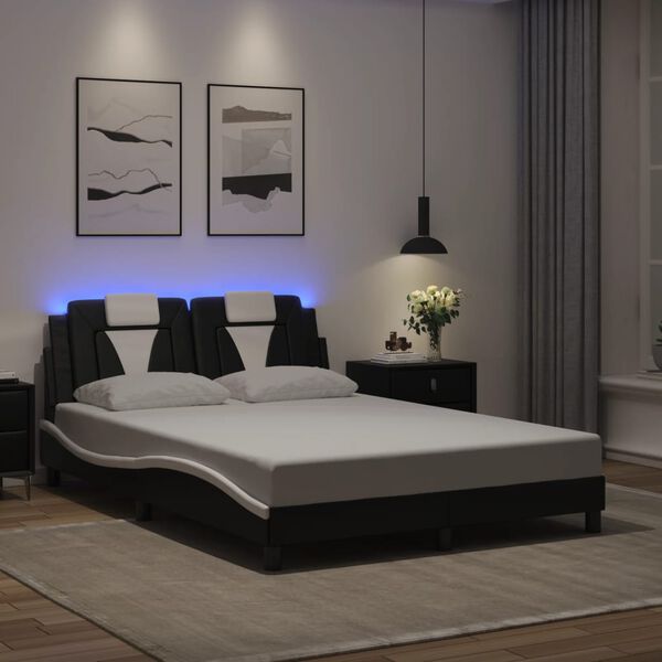 vidaXL sengeramme Viana med LED uden madras 120x200 cm sort og hvid