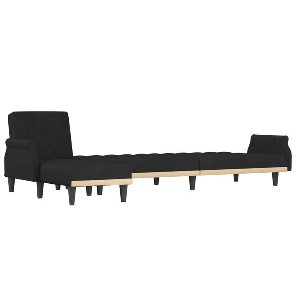 vidaXL L-formet sovesofa 271x140x70 cm velour sort