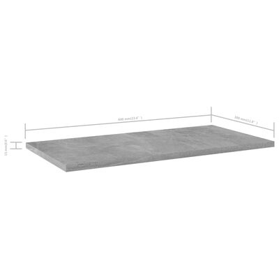 vidaXL boghylder 4 stk. 60x30x1,5 cm konstrueret træ betongrå