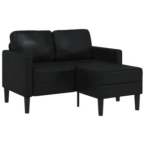 vidaXL 2-personers sofa med chaiselong L-formet sort 125 cm kunstl&aelig;der
