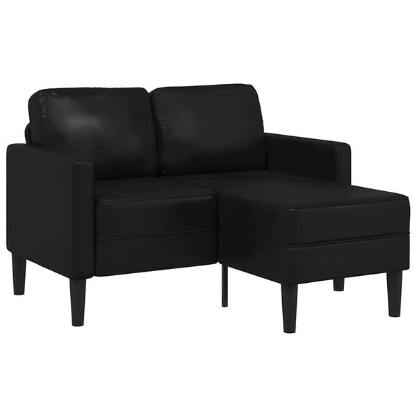 vidaXL 2-personers sofa med chaiselong L-formet sort 125 cm kunstl&aelig;der