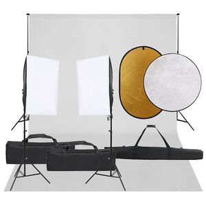 vidaXL fotostudies&aelig;t med lampes&aelig;t + baggrund og reflektor