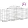 vidaXL buede gabionkurve 25 stk. 200x50x80/100 cm galvaniseret jern