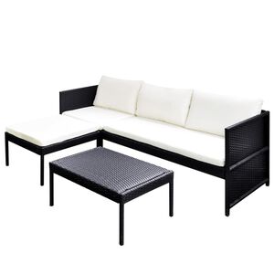 vidaXL lounges&aelig;t til haven 3 dele med hynder polyrattan sort