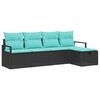 vidaXL Sofa S&aelig;t med pude 5 pcs Sort og turkis polyrattan