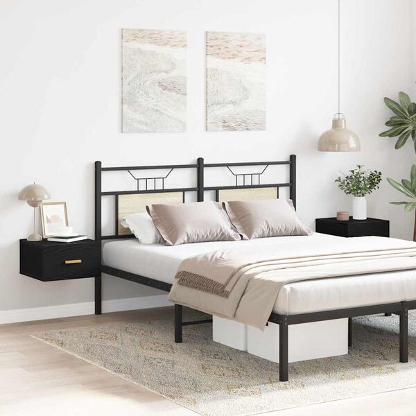 vidaXL V&aelig;gmonteret natbord med skuffe 2 pcs Sort eg 35 x 35 x 20 cm