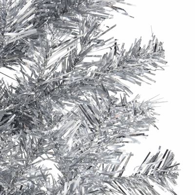 vidaXL kunstigt halvt juletræ med juletræsfod 150 cm smalt sølvfarvet