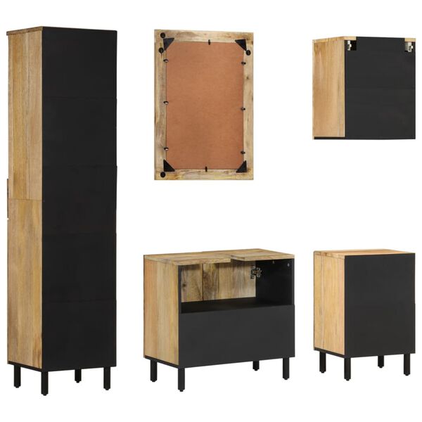 vidaXL møbelsæt til badeværelse 5 dele massivt mangotræ