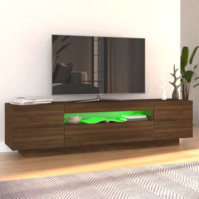 vidaXL tv-bord med LED-lys 160x35x40 cm brun egetræsfarve