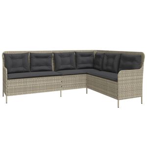 vidaXL havesofa med hynder L-formet polyrattan lysegr&aring;
