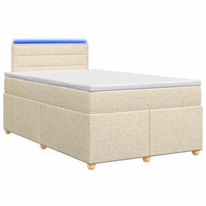 vidaXL Boxmadras med topmadras Cremefarvet 120 x 190 cm Stof