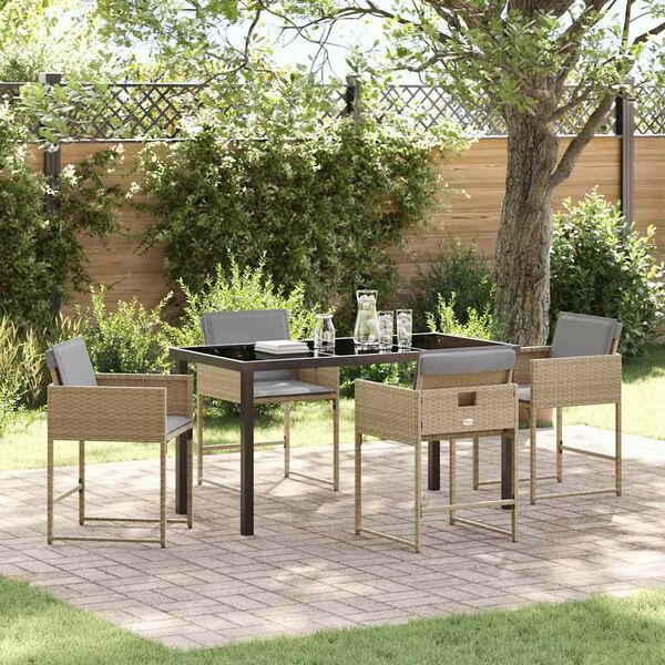 vidaXL Have Spisebordss&aelig;t 5 pcs Beige polyrattan