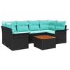 vidaXL Havesofa S&aelig;t med opbevaring 7 pcs Sort og turkis polyrattan