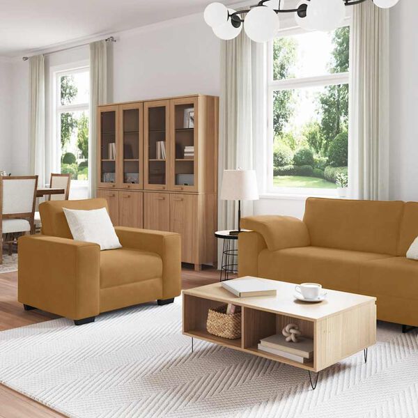 vidaXL sofas&aelig;t 3 dele med hynder velour brun