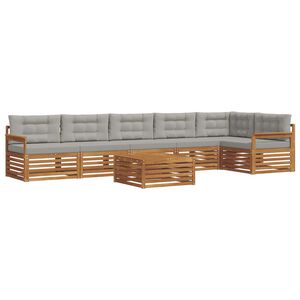 vidaXL Udend&oslash;rs sofagruppe med pude 7 pcs Naturlig og Lys Gr&aring;