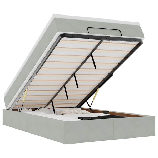 vidaXL osmannisk sengeramme med madras 120x200 cm fl&oslash;jl lysegr&aring;