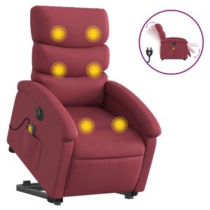 vidaXL elektrisk massagestol med l&oslash;ftefunktion stof vinr&oslash;d