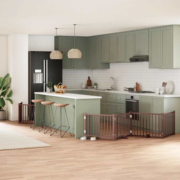 vidaXL hundel&aring;ge med d&oslash;r 6 paneler 480 cm foldbar poppeltr&aelig; brun