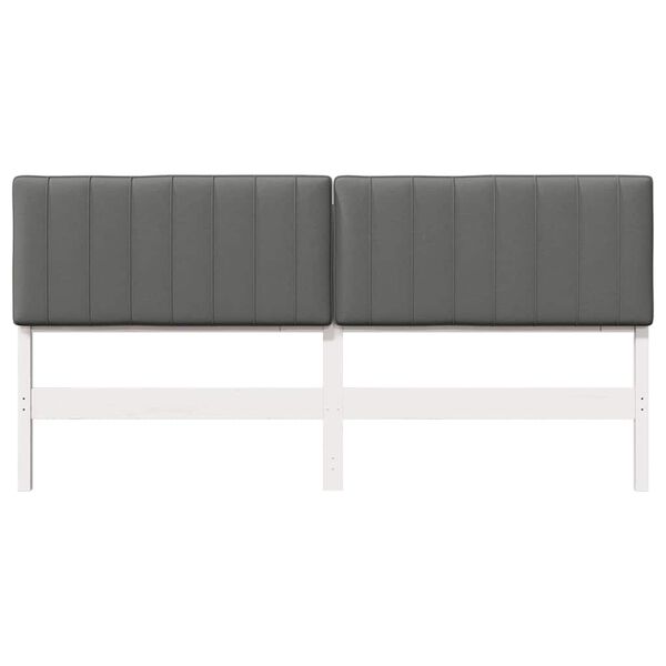 vidaXL Polstret sengegavl Hvid og Lys Gr&aring; 200 cm Massiv fyrretr&aelig;