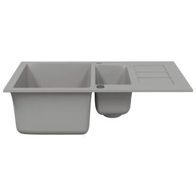 vidaXL dobbelt køkkenvask granit grå