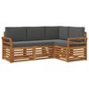 vidaXL Sofas&aelig;t med pude 4 pcs Naturlig og Antracit Massivt Akacietr&aelig;