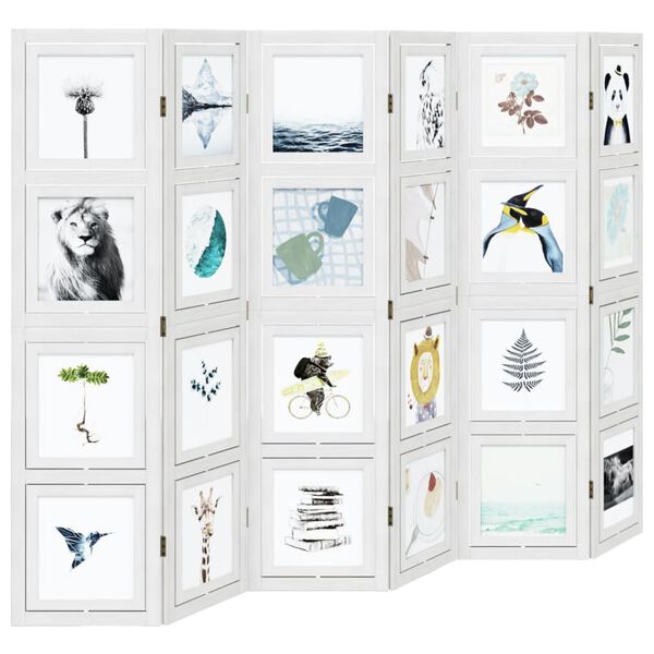 vidaXL rumdeler 6 paneler massivt kejsertr&aelig; hvid