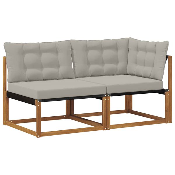 vidaXL Udend&oslash;rs midter- og hj&oslash;rnesofa med pude 2 Stk Naturfarvet