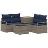 vidaXL Sofa S&aelig;t 6 stk. Gr&aring; og Marinebl&aring; Poly Rattan og St&aring;l