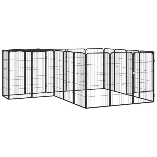 vidaXL 18-panels hundeg&aring;rd 50x100 cm pulverlakeret st&aring;l sort
