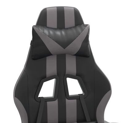 vidaXL gamingstol med fodstøtte kunstlæder sort og grå