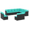 vidaXL 12-delt havesofas&aelig;t med hynder sort polyrattan