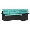 vidaXL Havesofa S&aelig;t med opbevaring 4 pcs Sort polyrattan