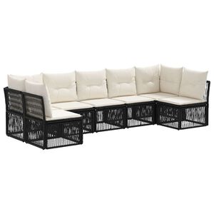 vidaXL Havesofa S&aelig;t 7 stk. Sort polyrattan