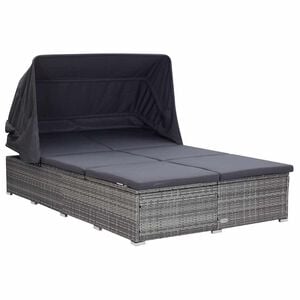 vidaXL 2-personers solseng med hynde polyrattan gr&aring;