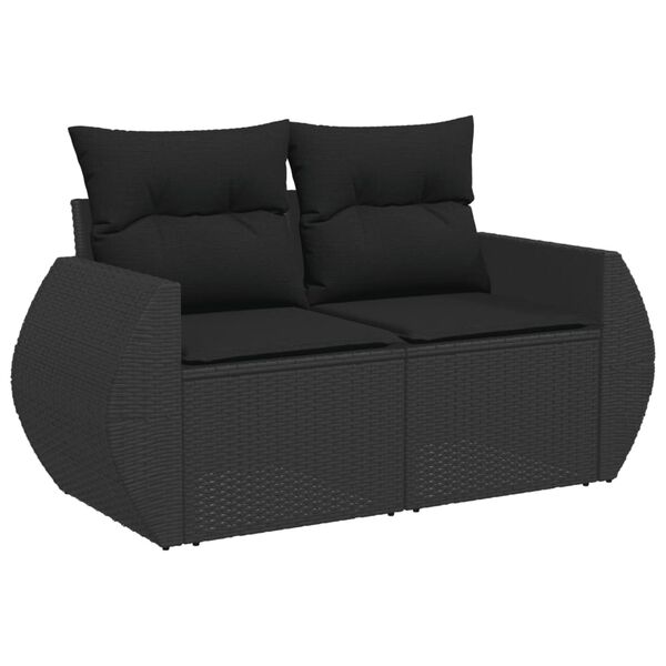 vidaXL havesofa med hynder 2-personers sort polyrattan