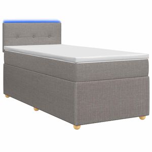vidaXL Boxmadras med topmadras med hovedg&aelig;rde Gr&aring;brun 80 x 200 cm Stof
