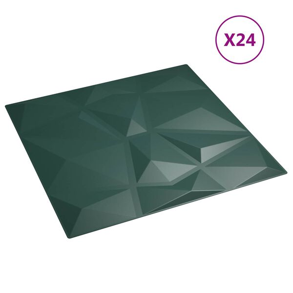 vidaXL V&aelig;gpaneler 24 pcs Gr&oslash;n 50 x 50 cm XPS Skum
