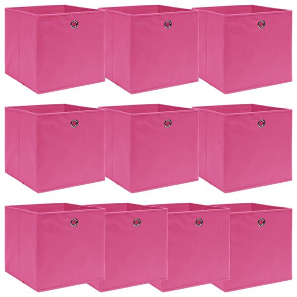 vidaXL opbevaringskasser 10 stk. 32x32x32 stof pink