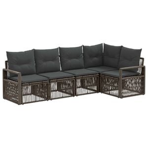 vidaXL Havesofa S&aelig;t 5 stk. 5-personers Gr&aring; polyrattan