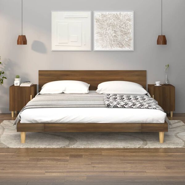 vidaXL sengeborde 2 stk. konstrueret tr&aelig; brun egetr&aelig;sfarve