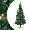 vidaXL Kunstig Forbelyst Juletr&aelig; med stativ Gr&oslash;n 210 cm PVC og metal