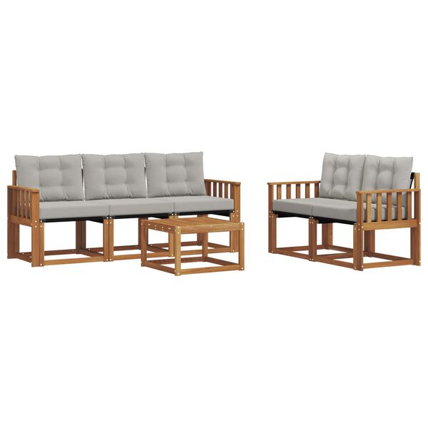 vidaXL Udend&oslash;rs sofagruppe med pude 6 pcs Naturlig og Lys Gr&aring;