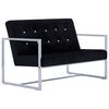vidaXL 2-personers sofa med arml&aelig;n krom og velour sort